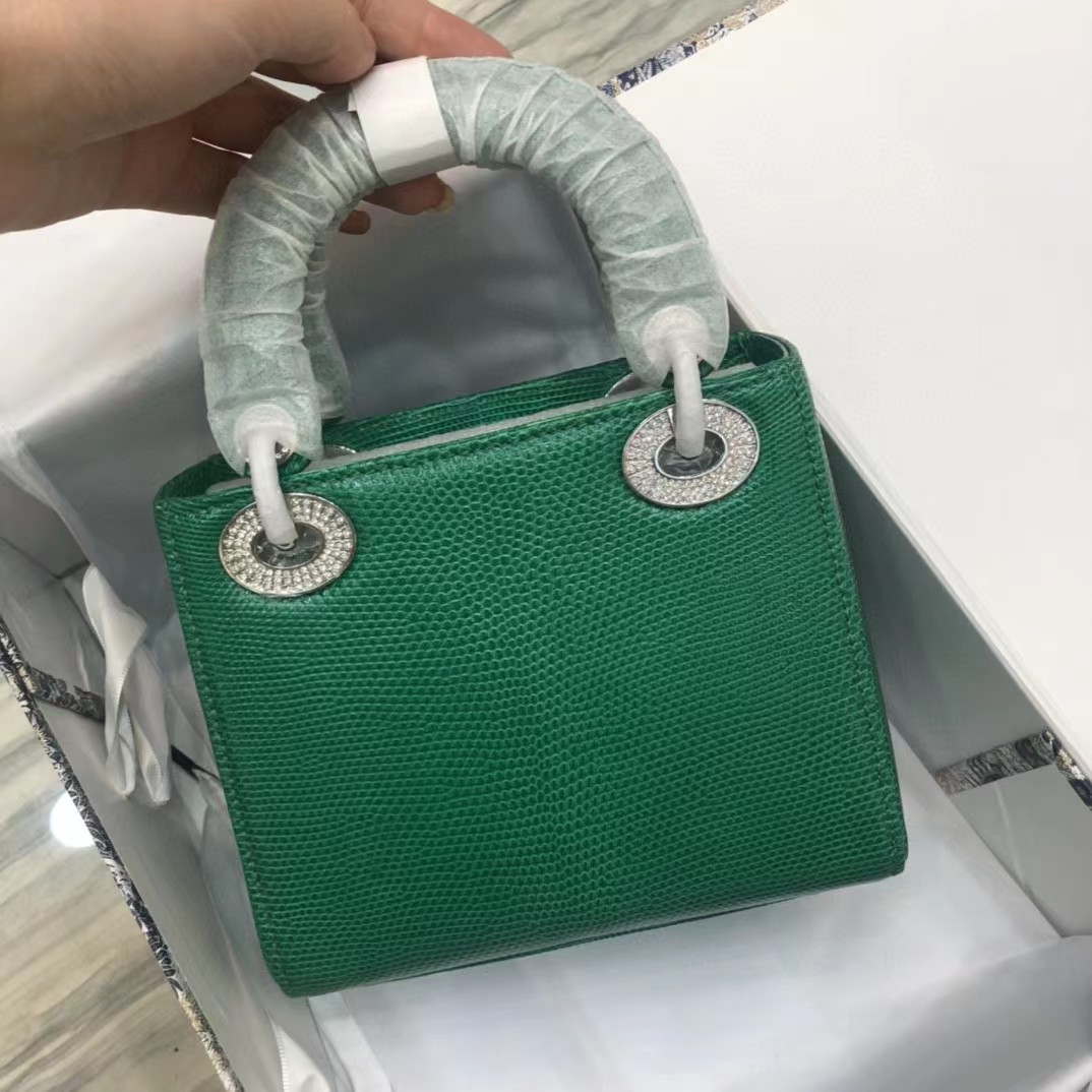 Dior Lizard Swarovski Crystal Mini Lady Dior Bag (17-15-7cm) - DesignerGu