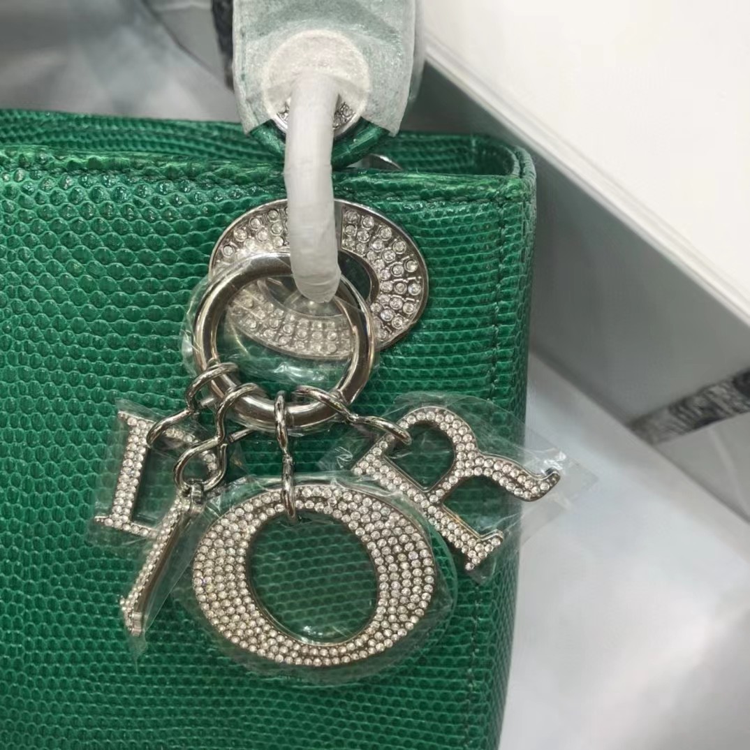 Dior Lizard Swarovski Crystal Mini Lady Dior Bag (17-15-7cm) - DesignerGu