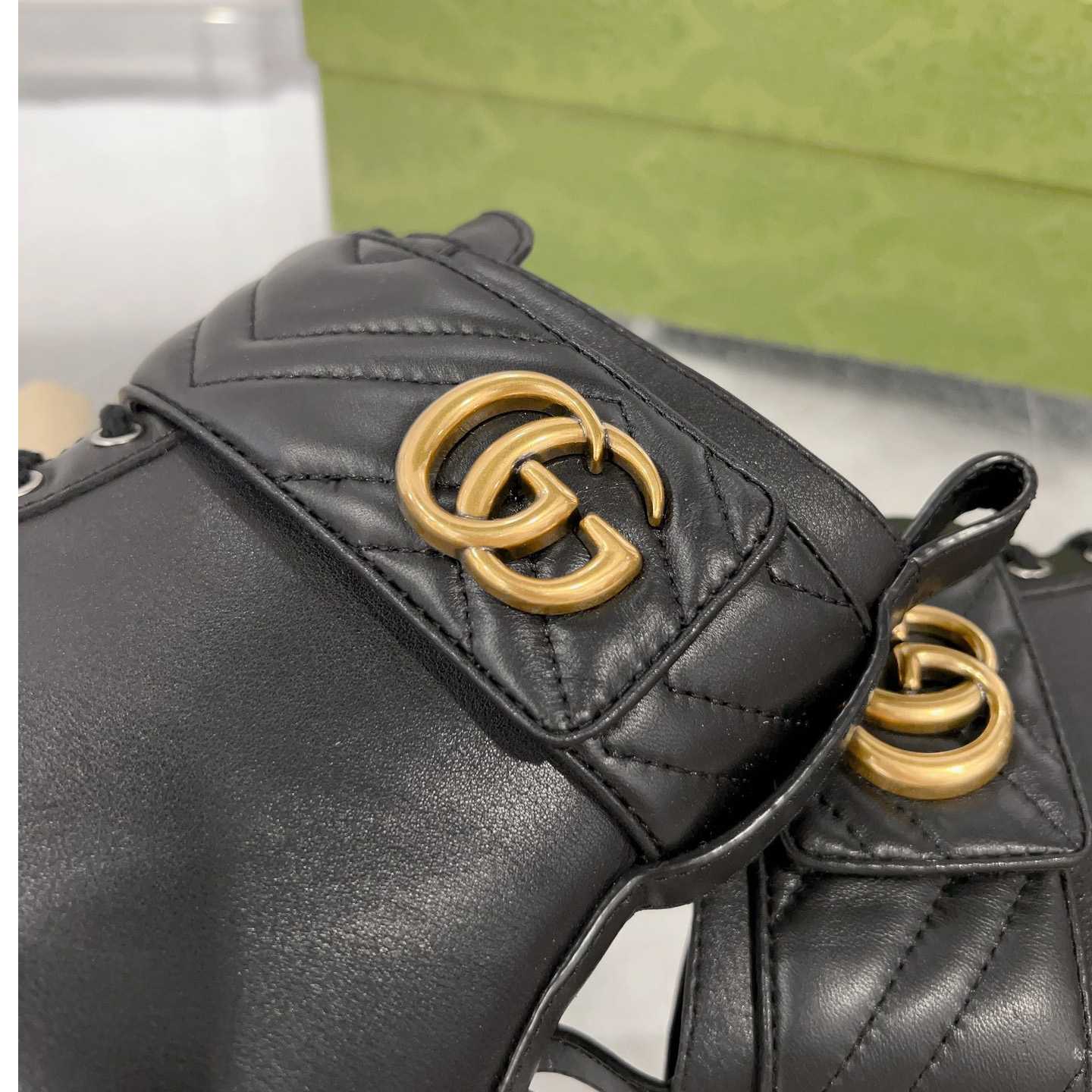 Gucci Marmont Logo-embellished Leather Ankle Boots  - DesignerGu