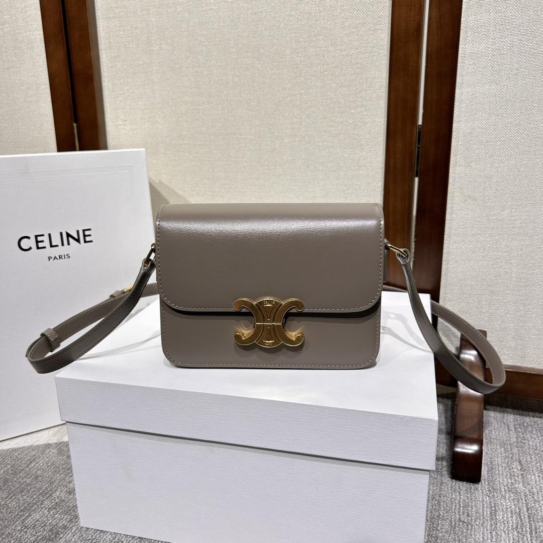 Celine Teen Triomphe Bag In Shiny Calfskin - DesignerGu