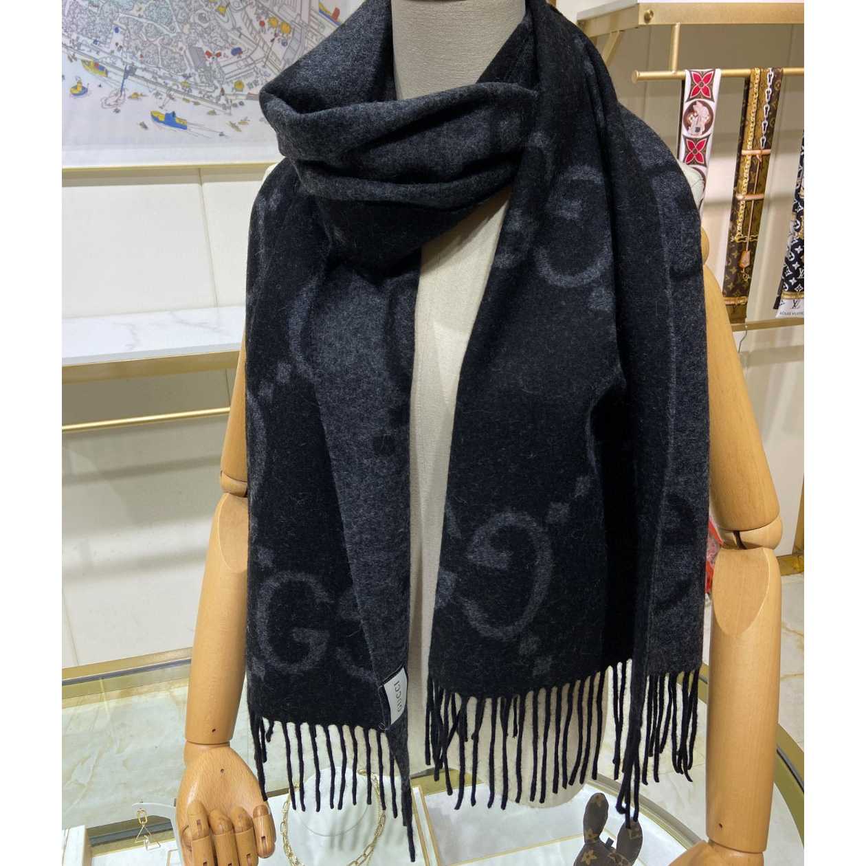 Gucci GG Cashmere Jacquard Scarf - DesignerGu