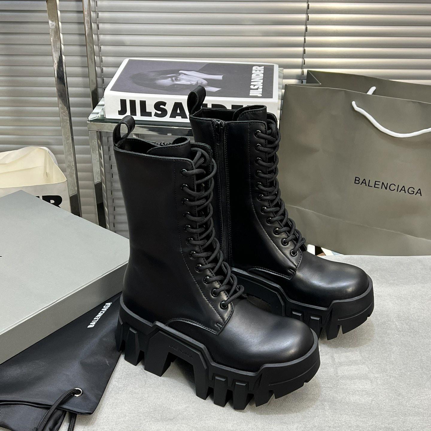 Balenciaga Bulldozer Lace-Up Boot In Black - DesignerGu