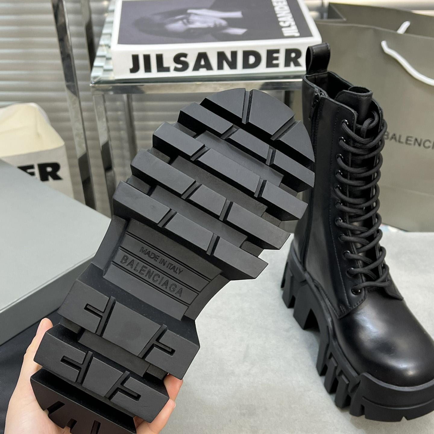 Balenciaga Bulldozer Lace-Up Boot In Black - DesignerGu