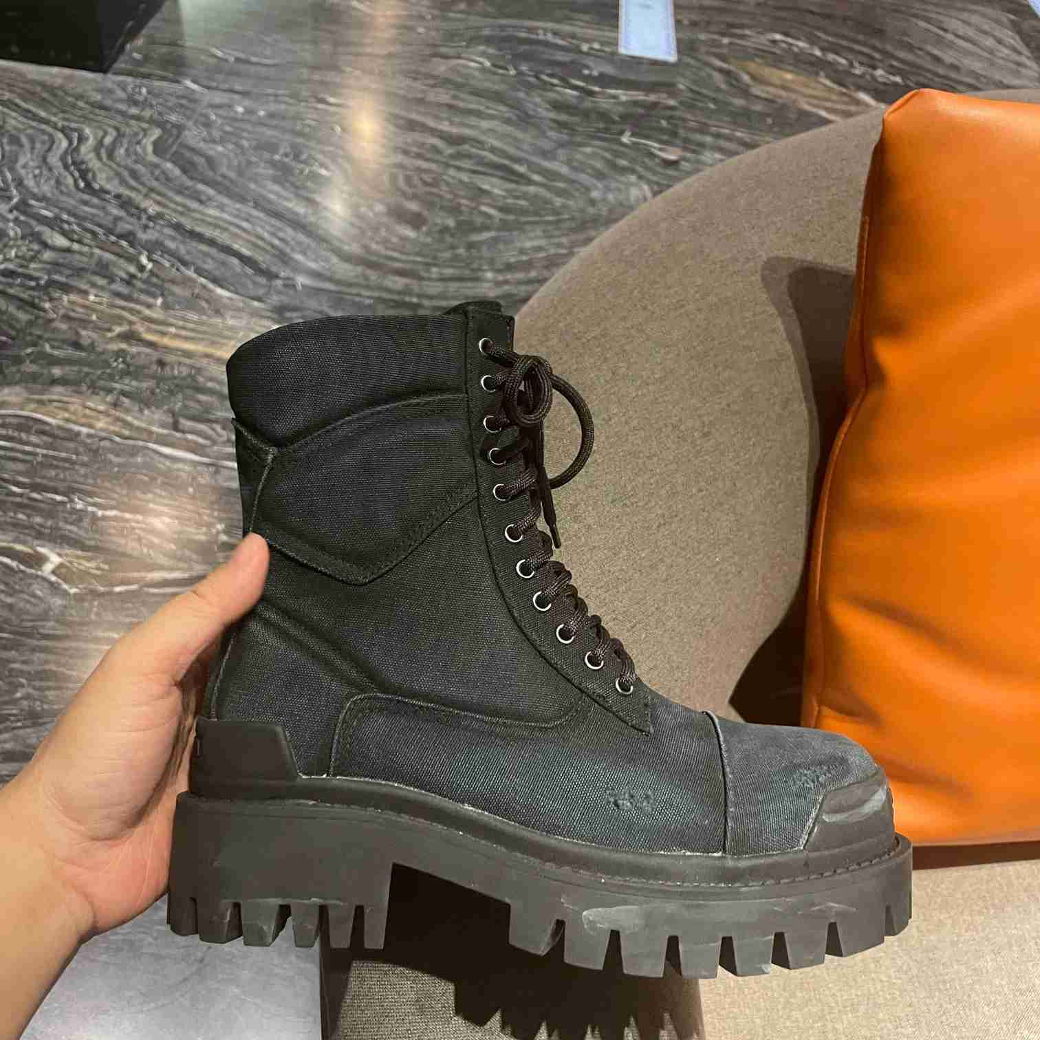 Balenciaga Worn-effect Combat Boots - DesignerGu