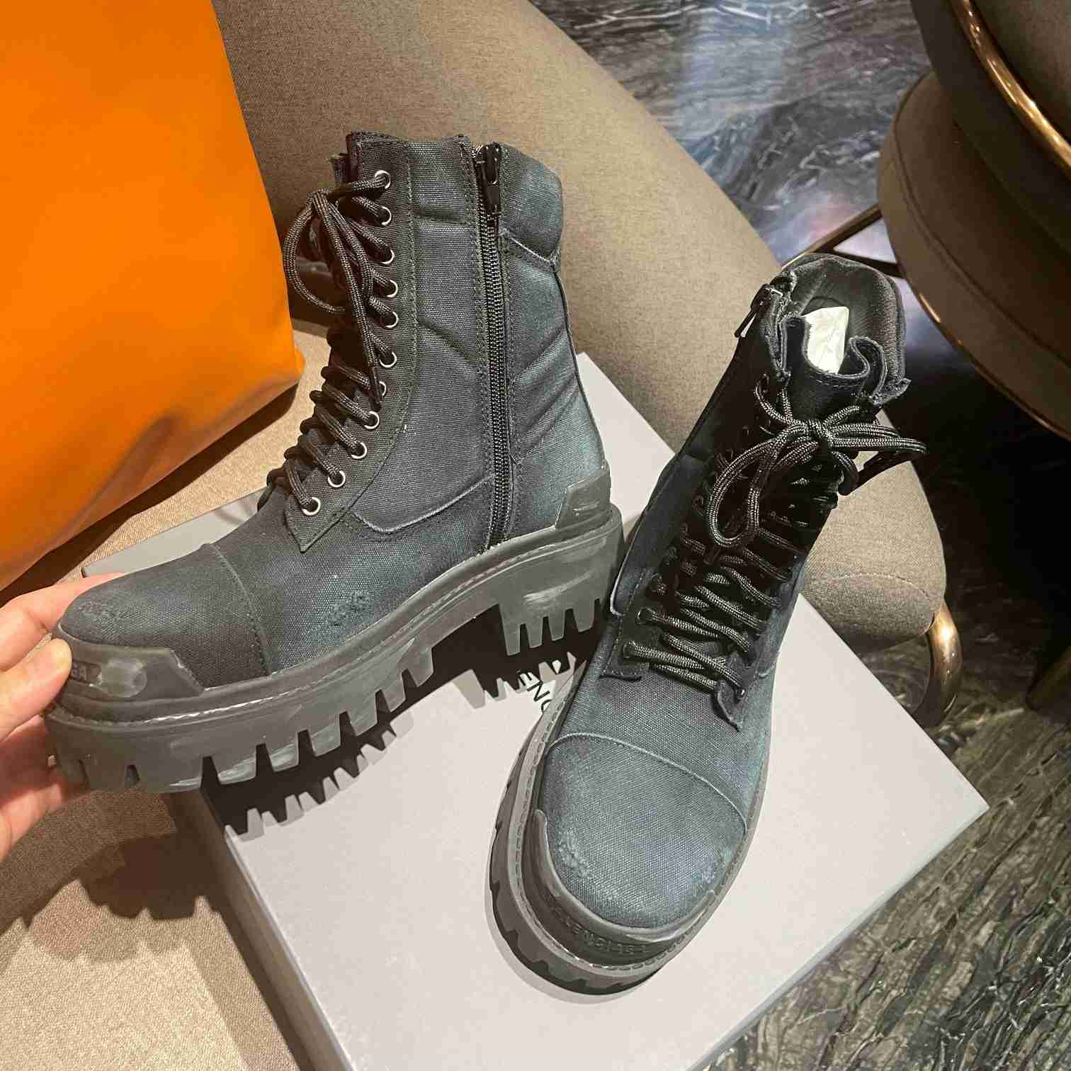 Balenciaga Worn-effect Combat Boots - DesignerGu