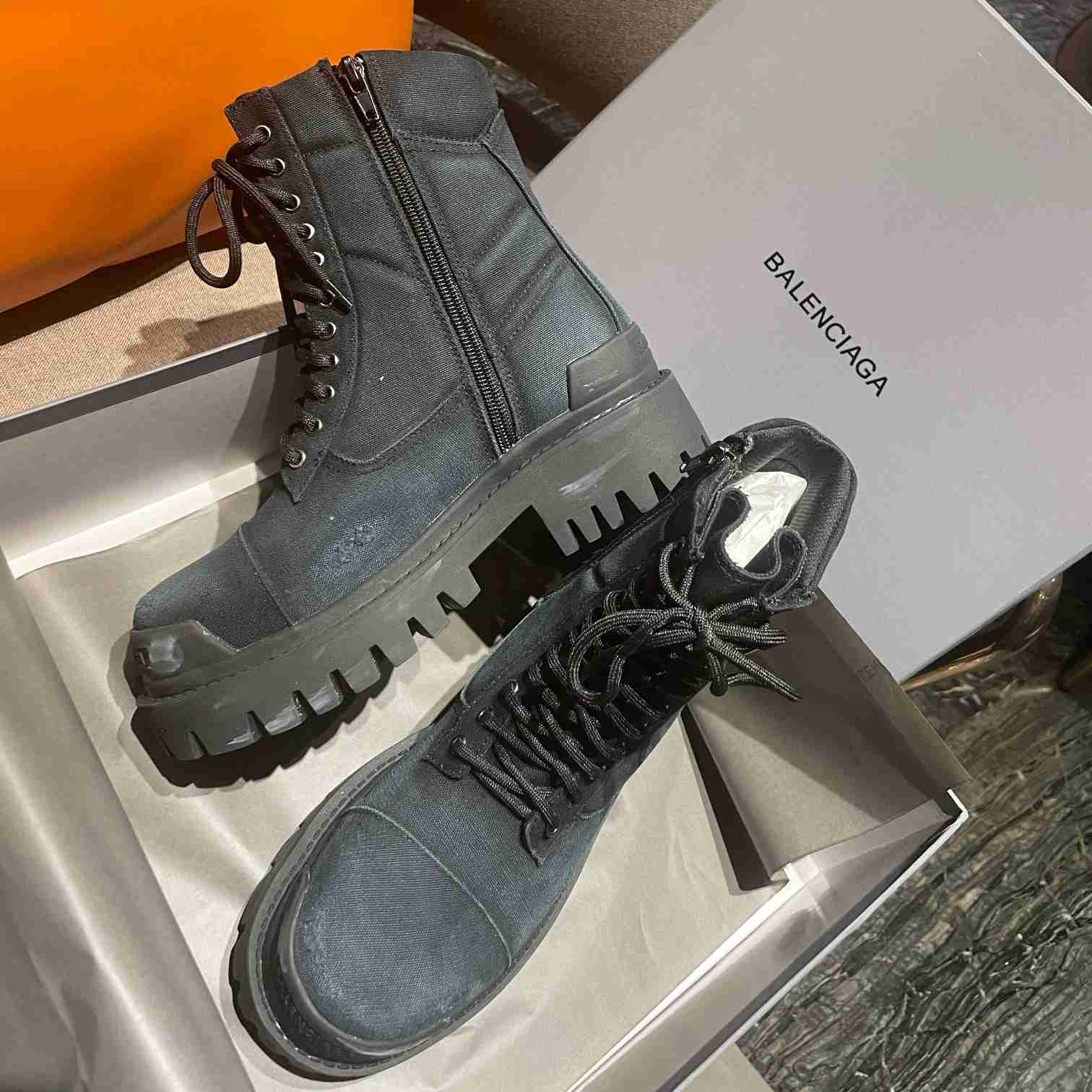 Balenciaga Worn-effect Combat Boots - DesignerGu