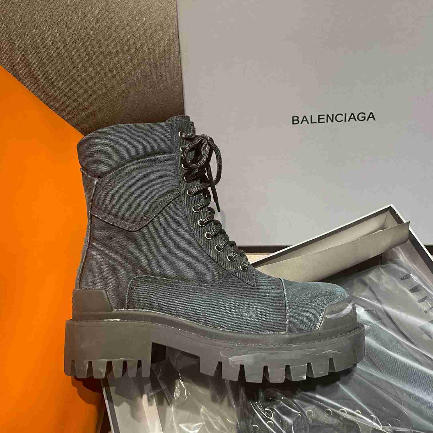 Balenciaga Worn-effect Combat Boots - DesignerGu