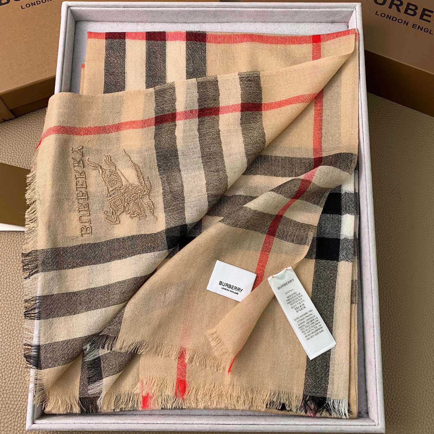 Burberry Lightweight Check Wool Silk Scarf - DesignerGu