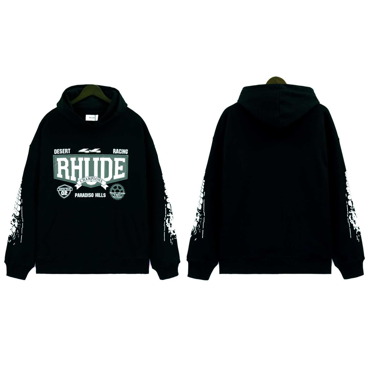 Rhude Black 4x4 Hoodie - DesignerGu