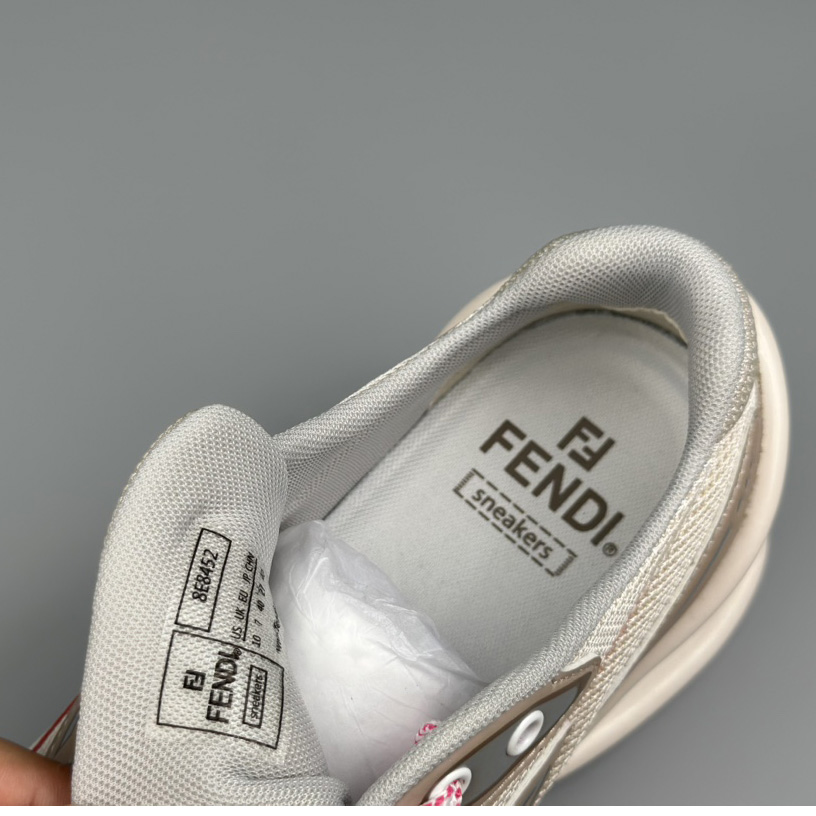 Fendi First 1 Beige Fabric Running Shoes - DesignerGu