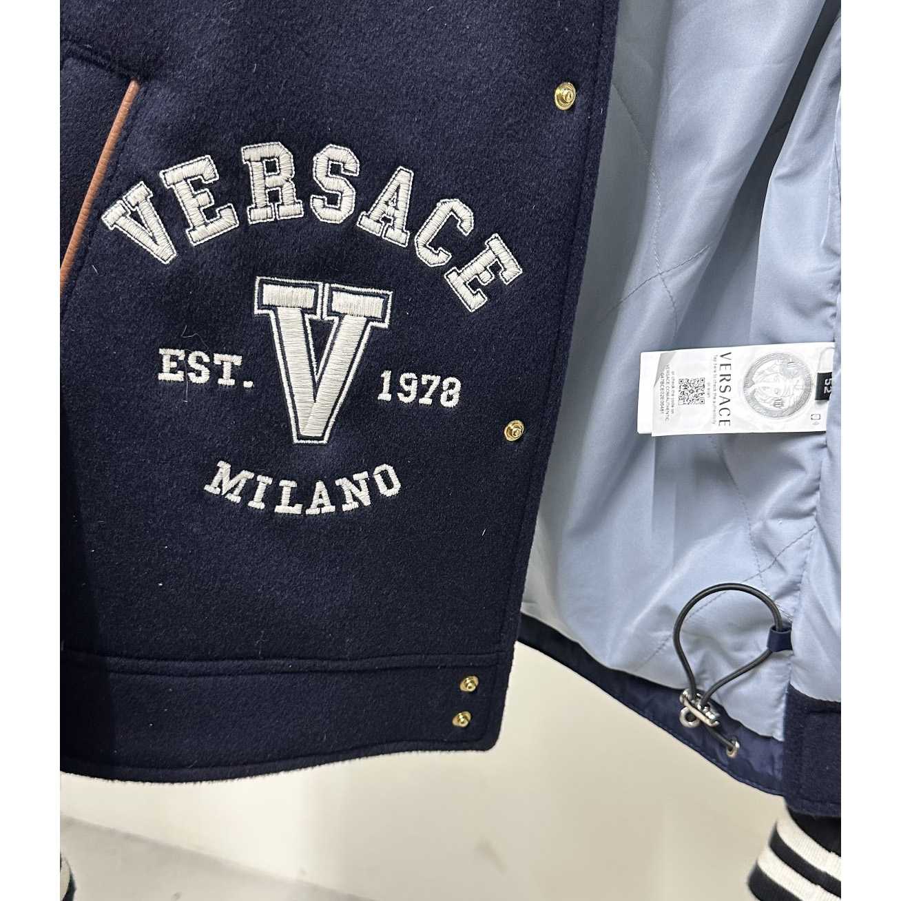 Versace Chest Logo-patch Detail Bomber Jacket - DesignerGu