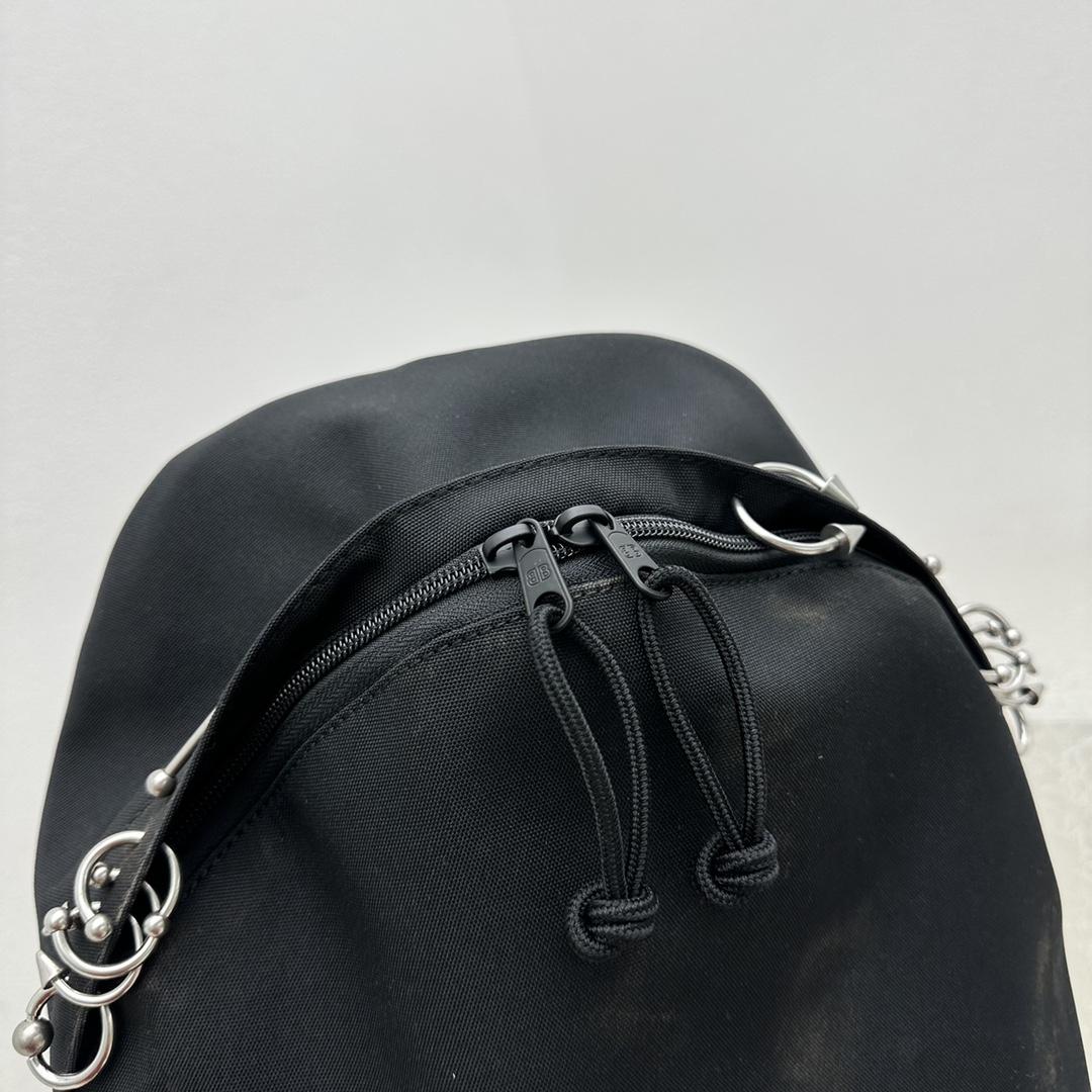 Balenciaga Explorer Backpack With Piercings In Black - DesignerGu