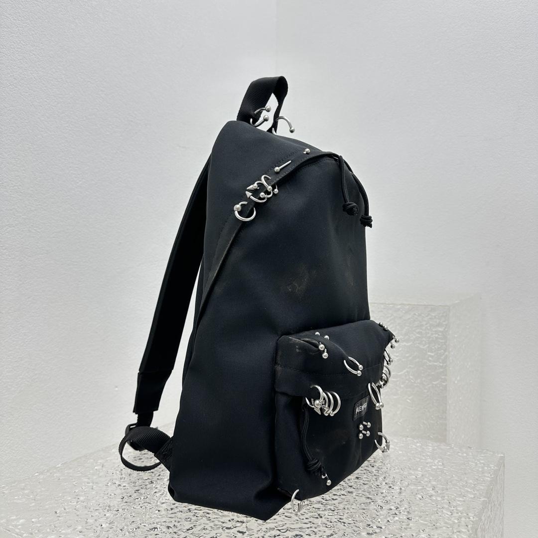 Balenciaga Explorer Backpack With Piercings In Black - DesignerGu