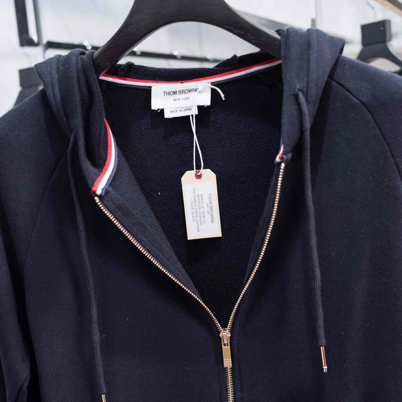 Thom Browne 4-Bar Zip-Up Cotton Hoodie - DesignerGu