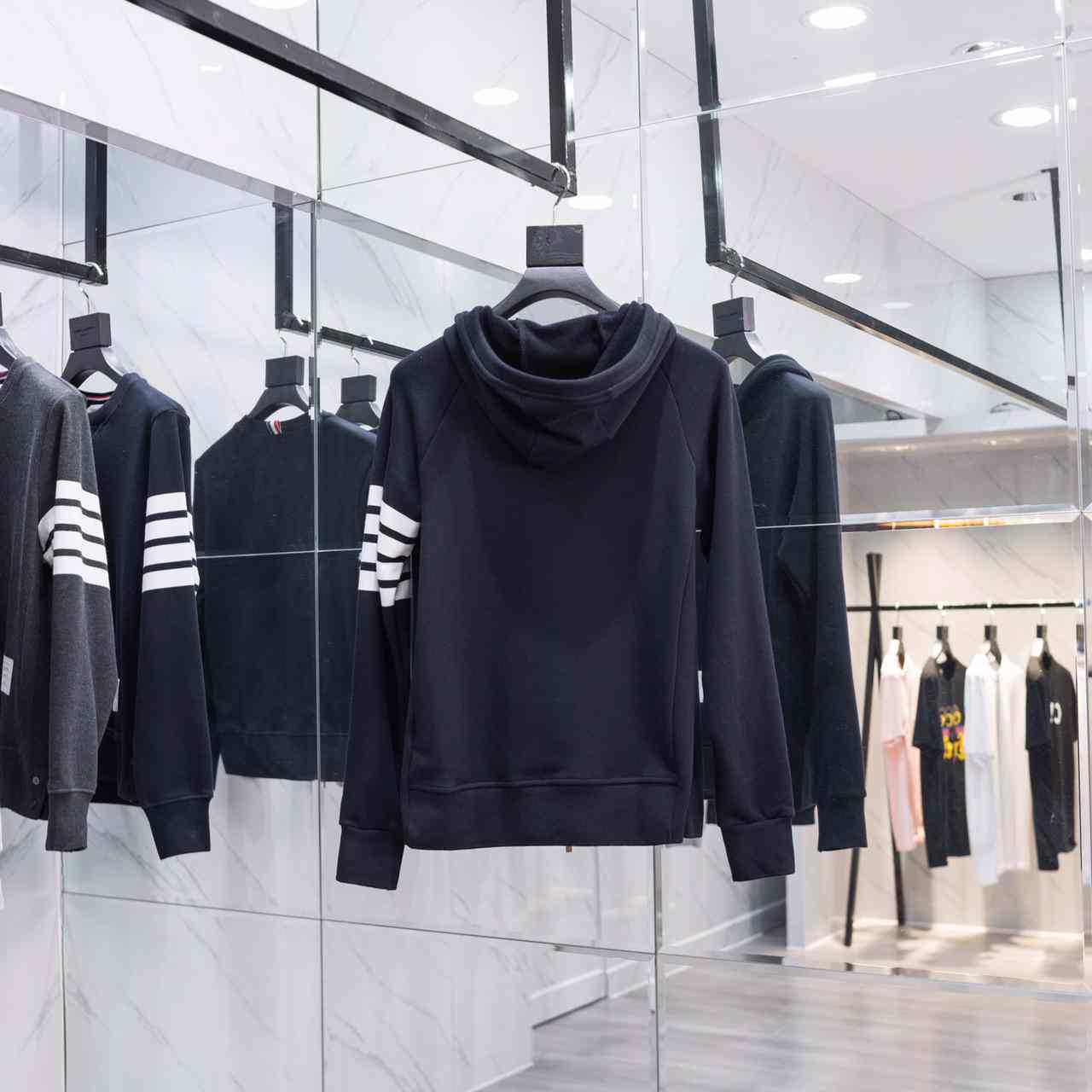 Thom Browne 4-Bar Zip-Up Cotton Hoodie - DesignerGu