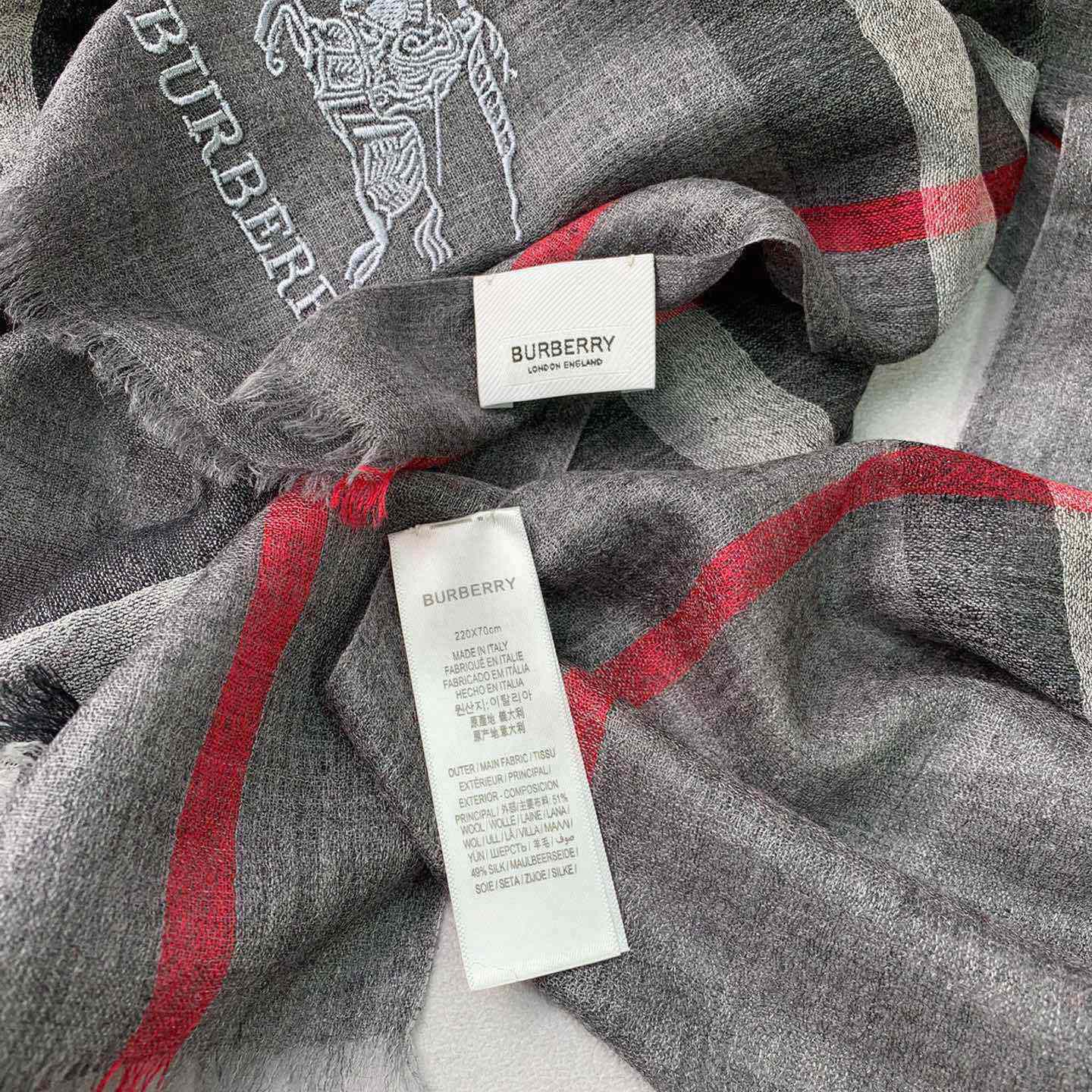 Burberry Lightweight Check Wool Silk Scarf - DesignerGu