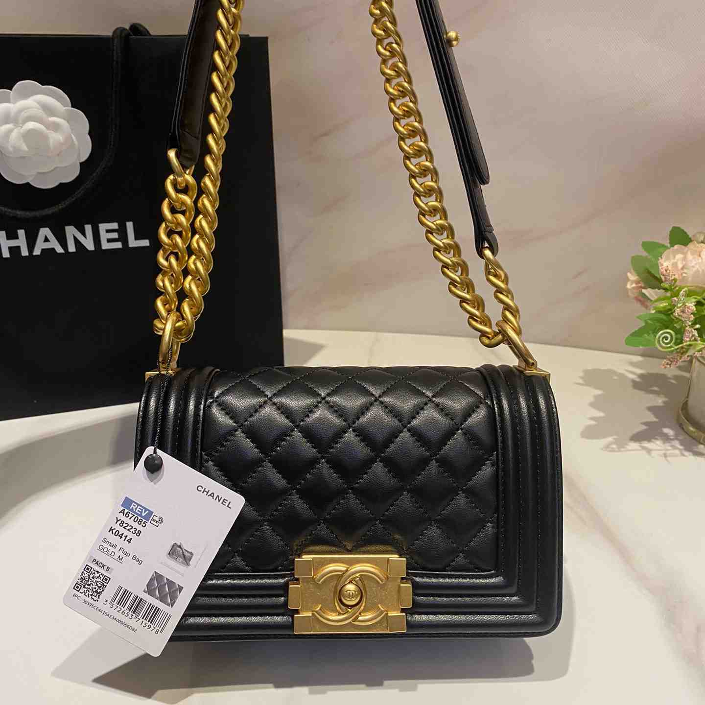 Chanel Lambskin Quilted Small Boy Flap Black  20cm - DesignerGu