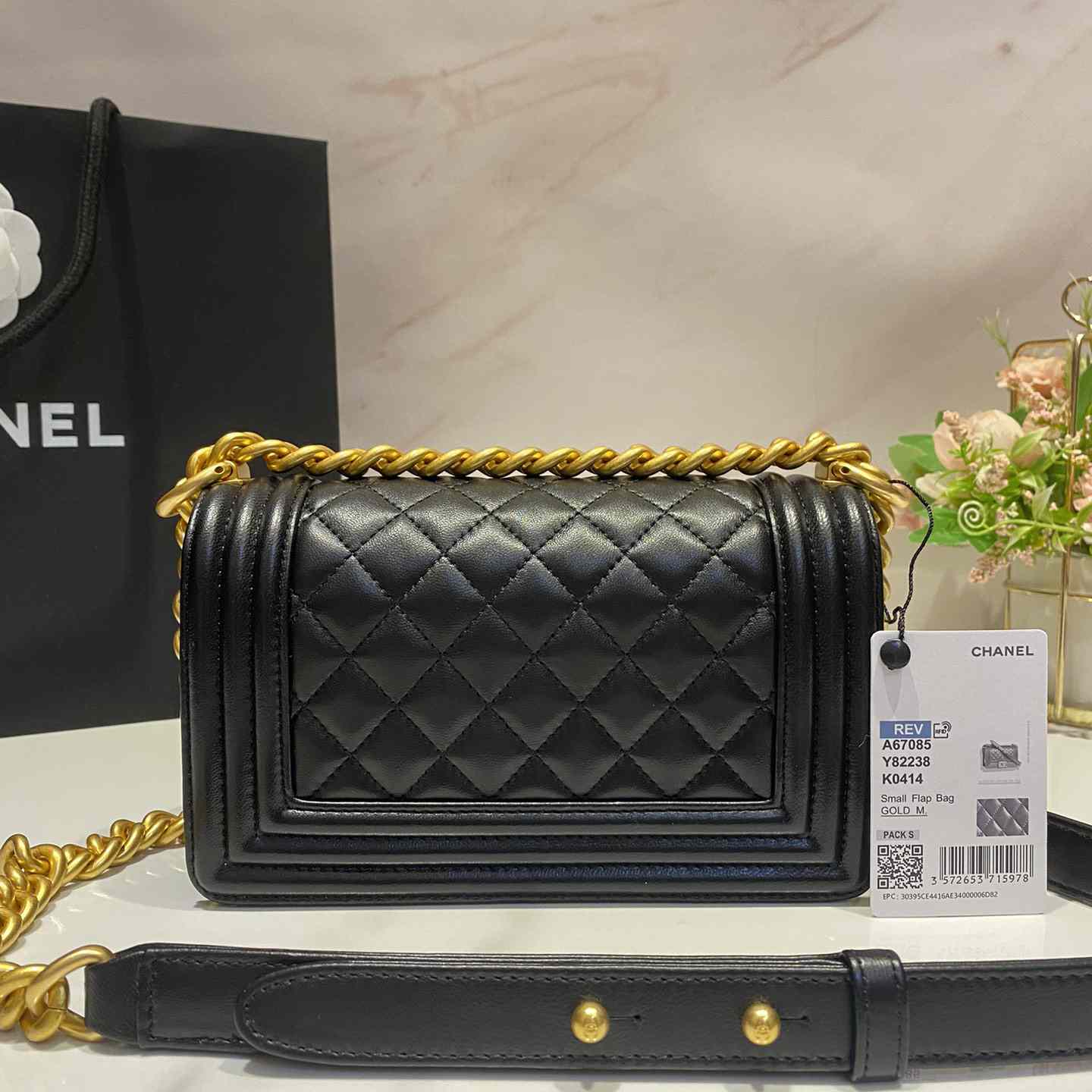 Chanel Lambskin Quilted Small Boy Flap Black  20cm - DesignerGu