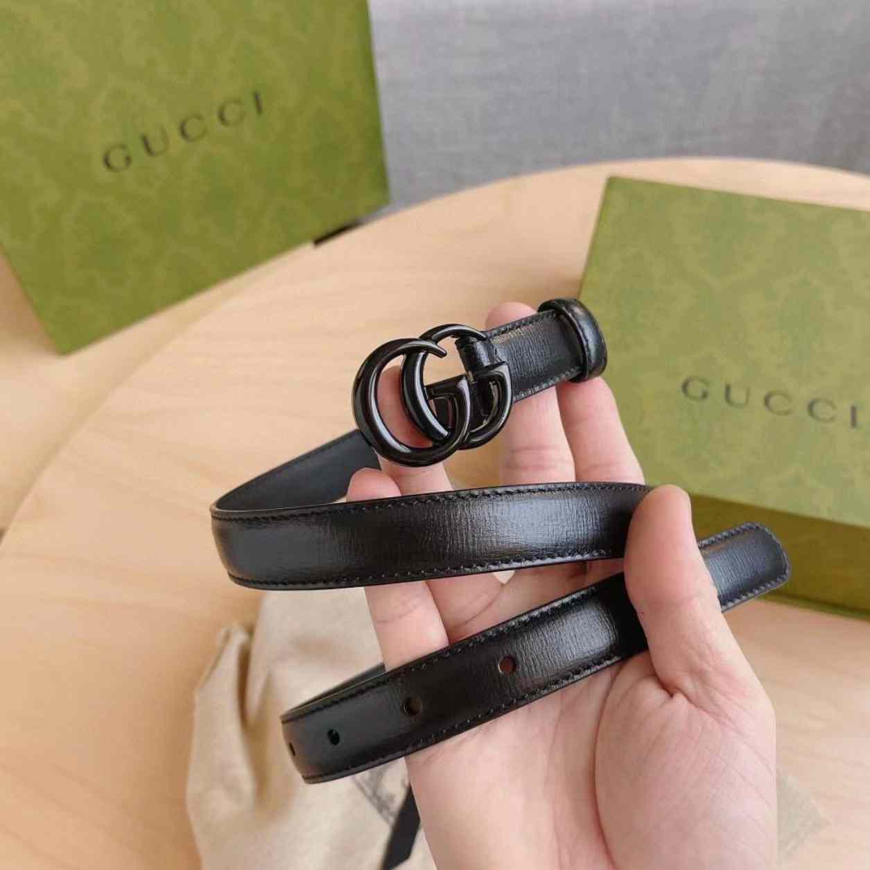 Gucci Leather Belt With Double G Buckle - DesignerGu