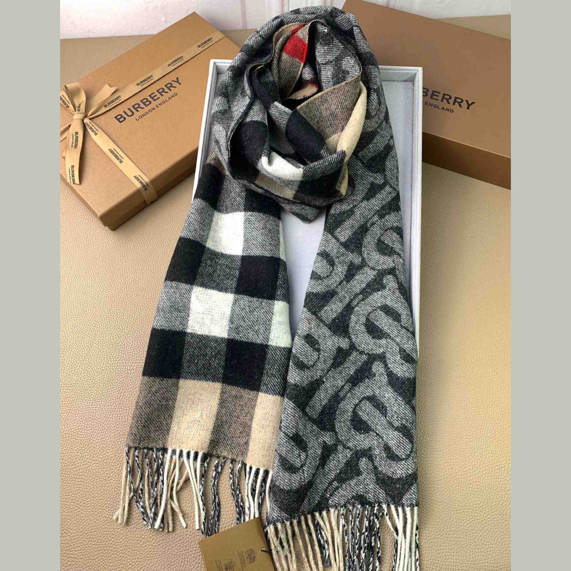 Burberry Check Cashmere Reversible Scarf - DesignerGu