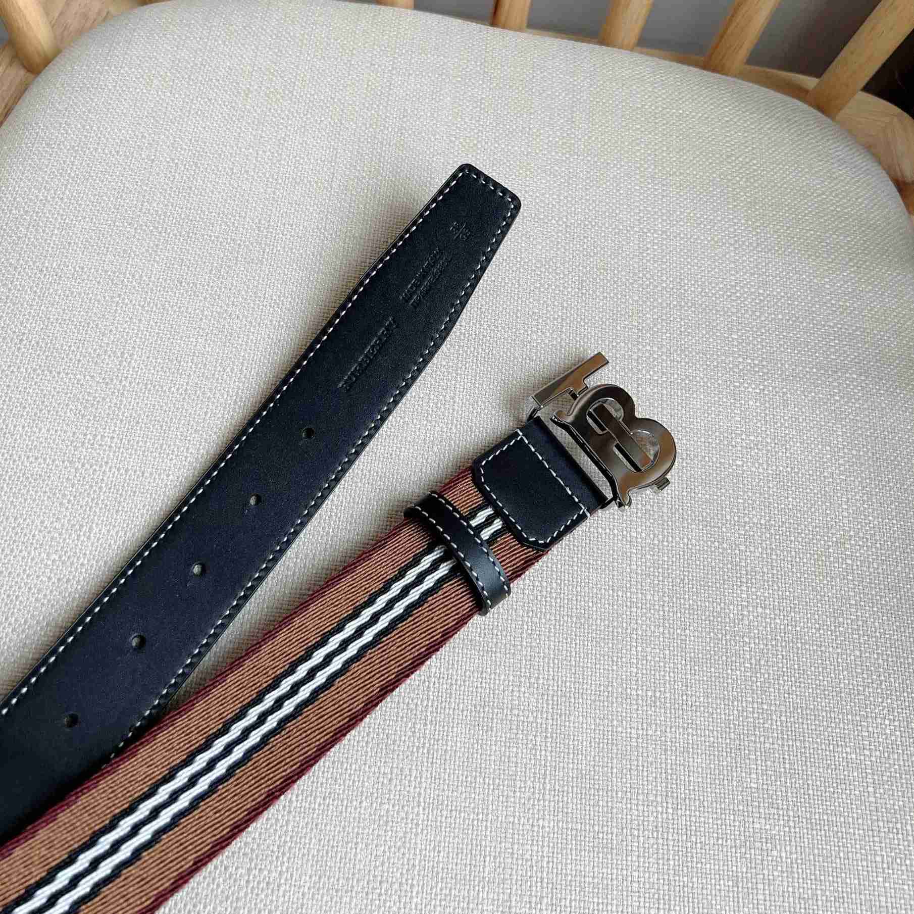 Burberry Icon Stripe Logo-buckle Belt - DesignerGu