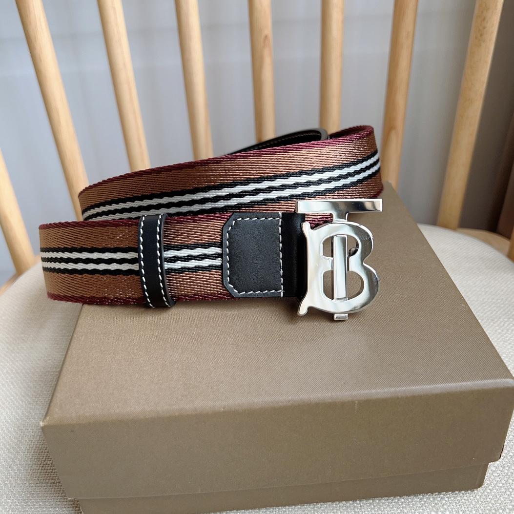 Burberry Icon Stripe Logo-buckle Belt - DesignerGu