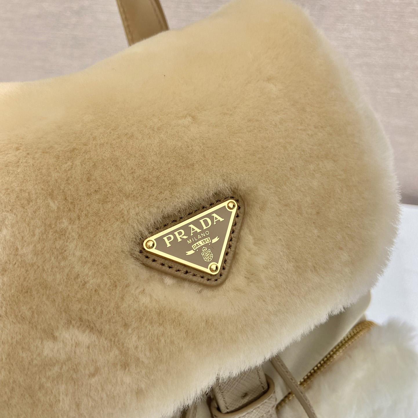 Prada Re-Nylon And Shearling Backpack - DesignerGu