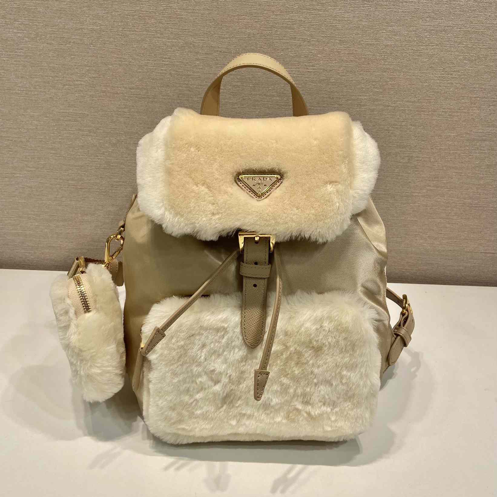 Prada Re-Nylon And Shearling Backpack - DesignerGu