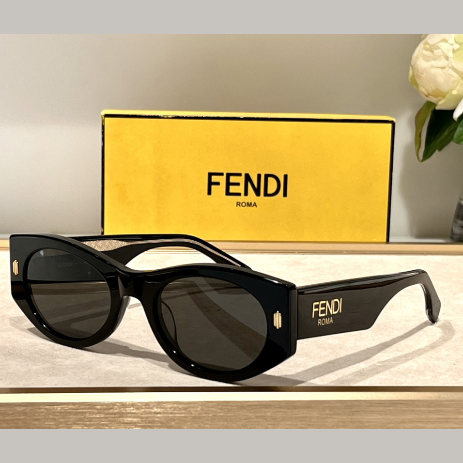 Fendi Roma Black Acetate Sunglasses   FE40125F  - DesignerGu