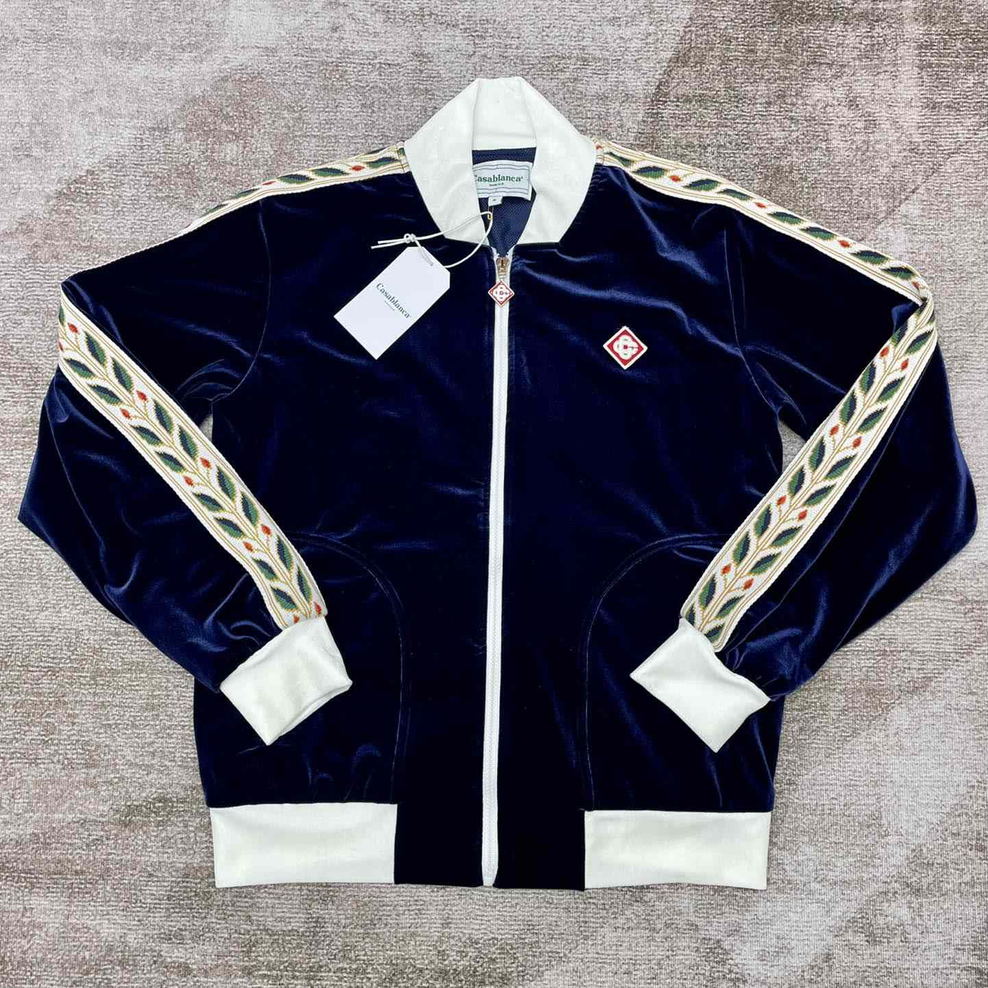 Casablanca Laurel Logo Patch Zipped Track Jacket - DesignerGu