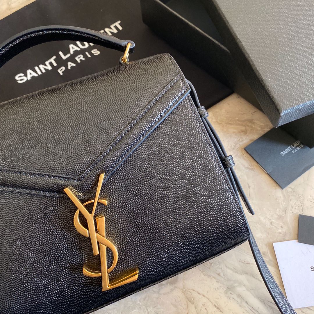 Saint Laurent Cassandra Mini Top Handle Bag In Grain De Poudre Embossed Leather - DesignerGu