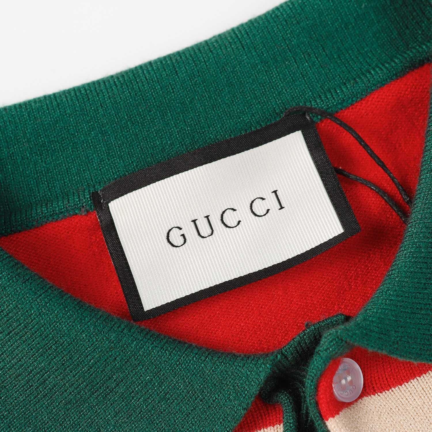 Gucci Embroidered Striped Knit Polo - DesignerGu