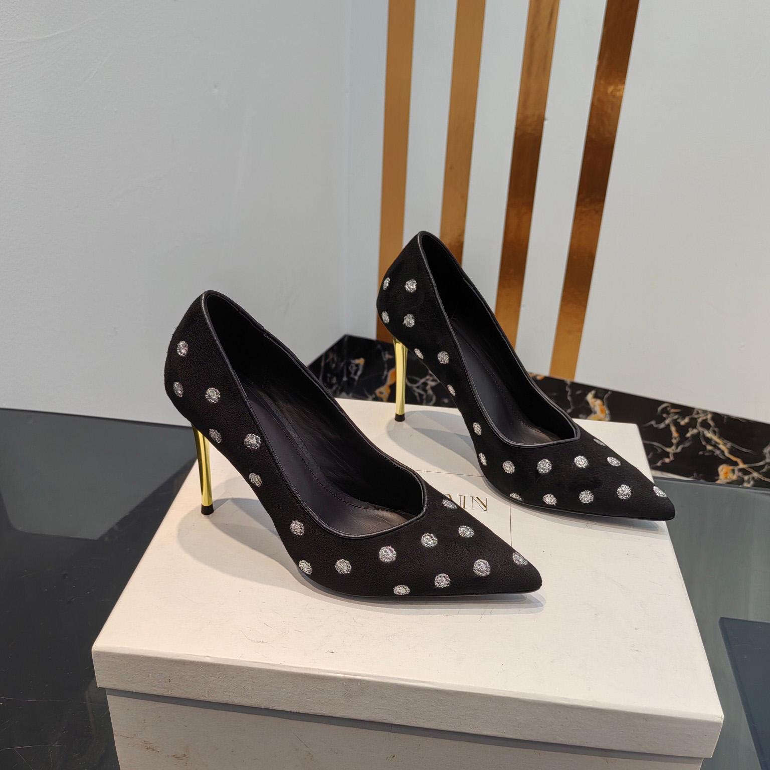 Balmain Polka Dot Velvet Pumps  - DesignerGu