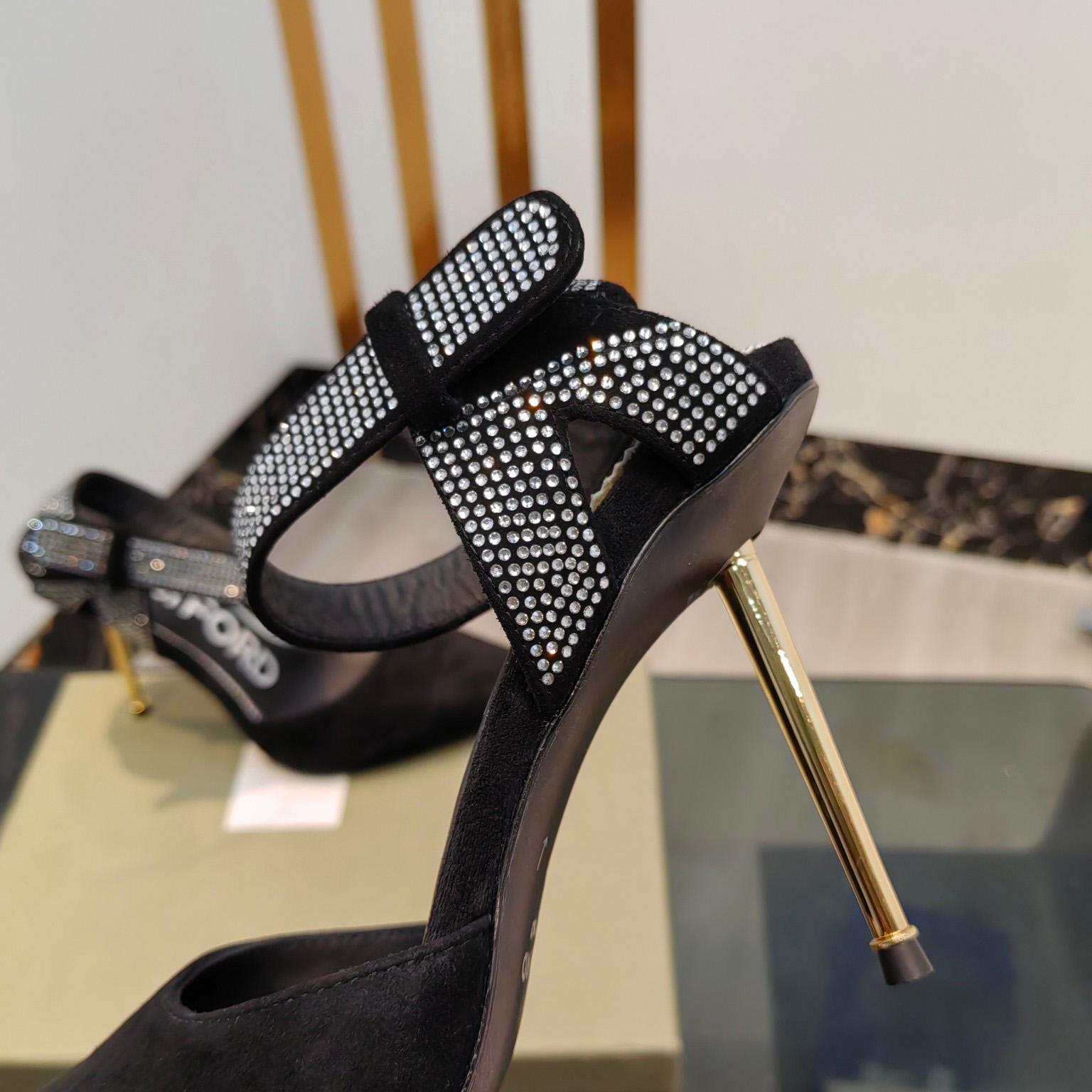 Tom Ford Asymmetric Crystal Ankle Strap Pumps - DesignerGu