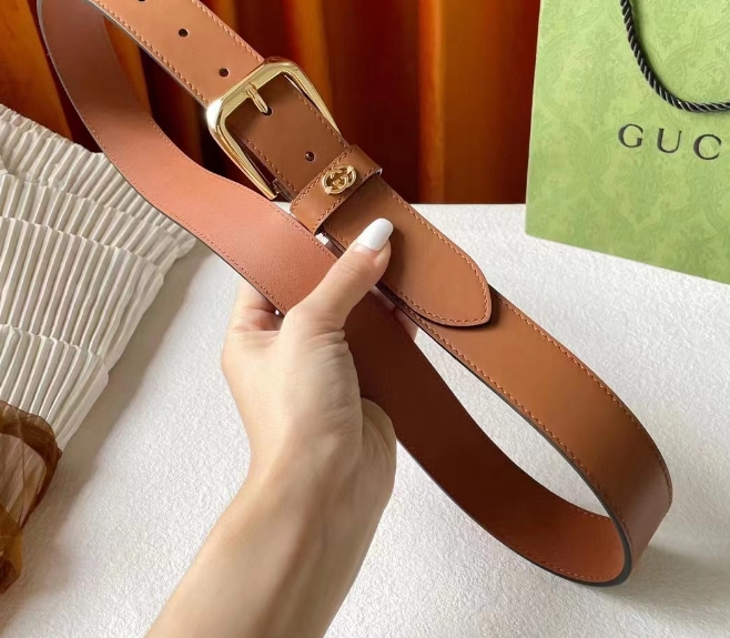 Gucci Belt With Square Buckle And Interlocking G - DesignerGu