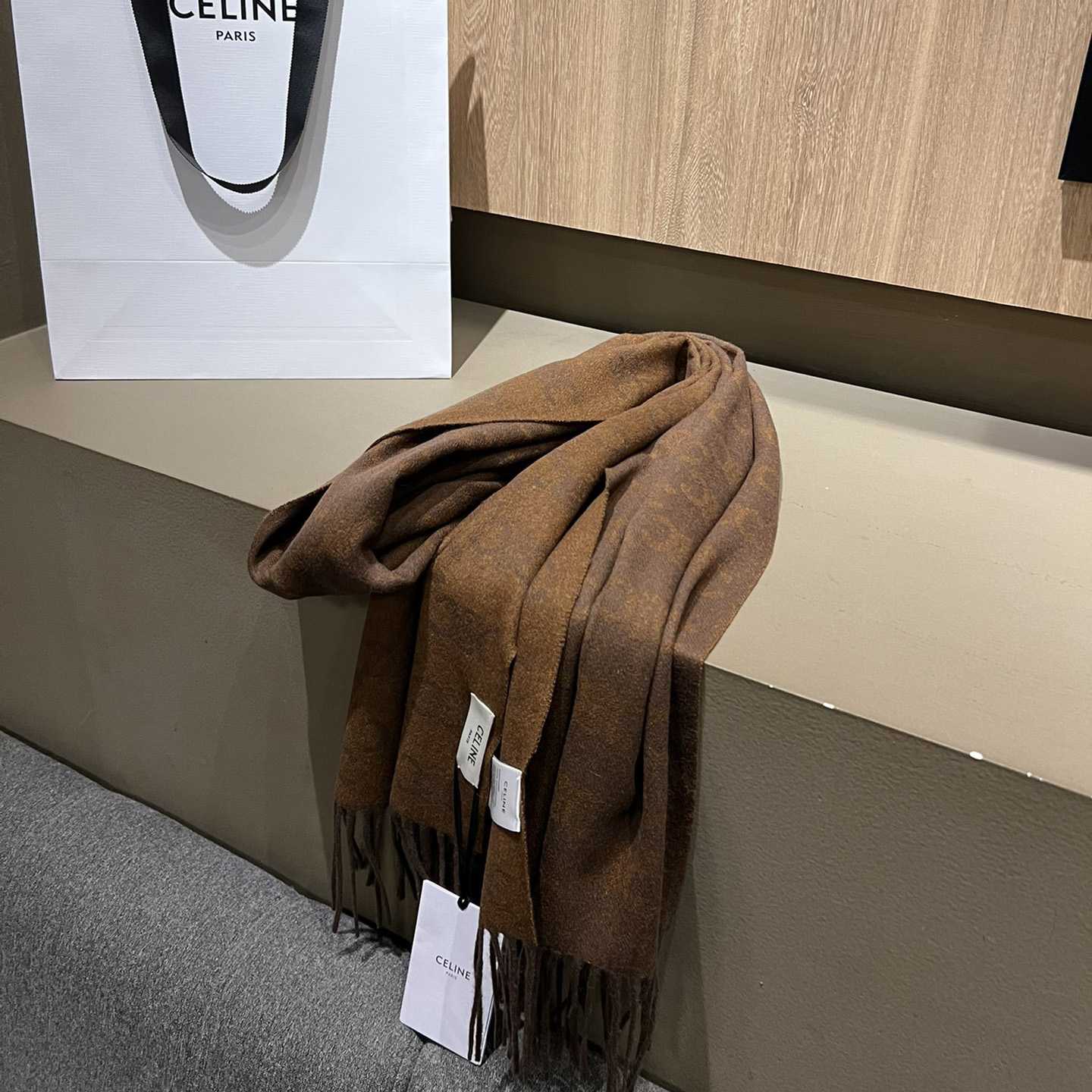 Celine Scarf In Monogram Cashmere Brown/toffee - DesignerGu