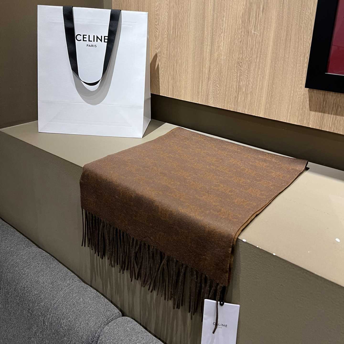 Celine Scarf In Monogram Cashmere Brown/toffee - DesignerGu