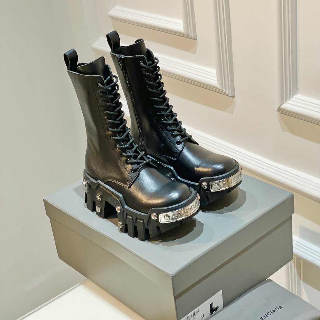 Balenciaga Bulldozer Lace-Up Boot In Black - DesignerGu