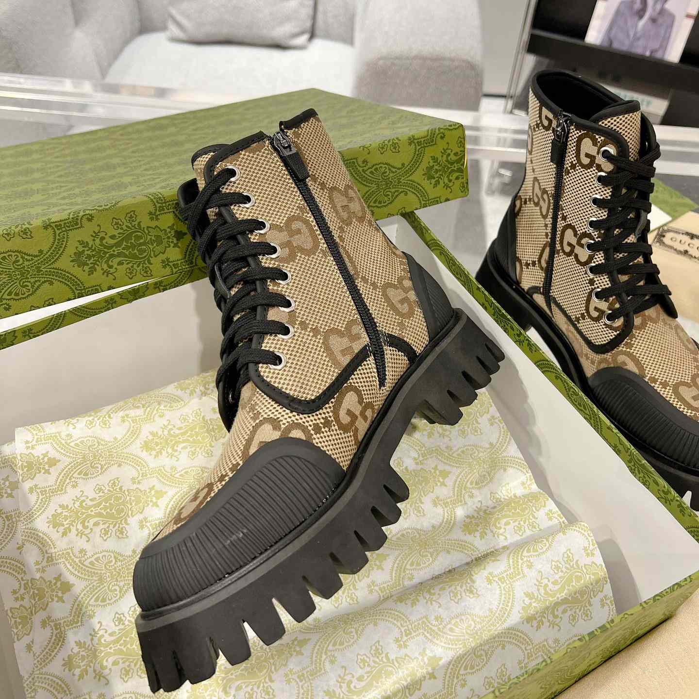 Gucci Original GG Canvas Boots  - DesignerGu