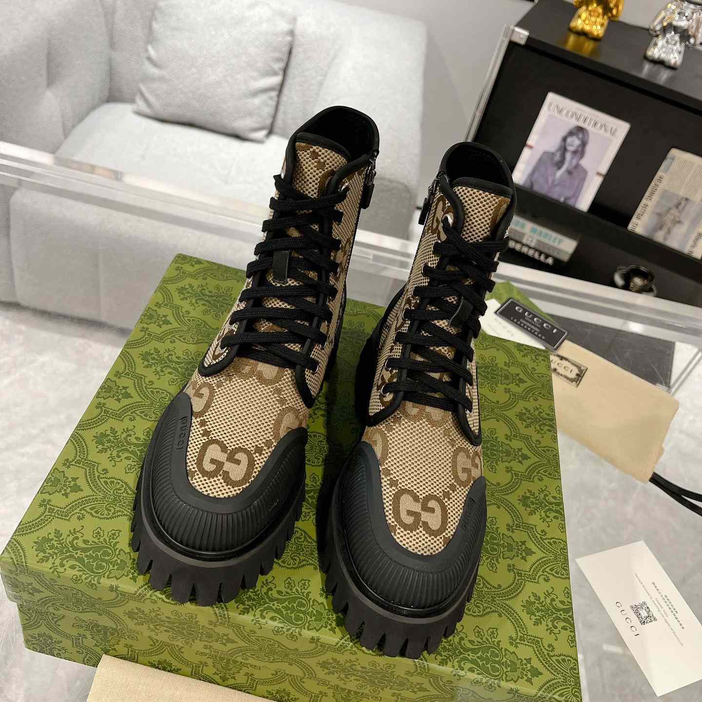 Gucci Original GG Canvas Boots  - DesignerGu