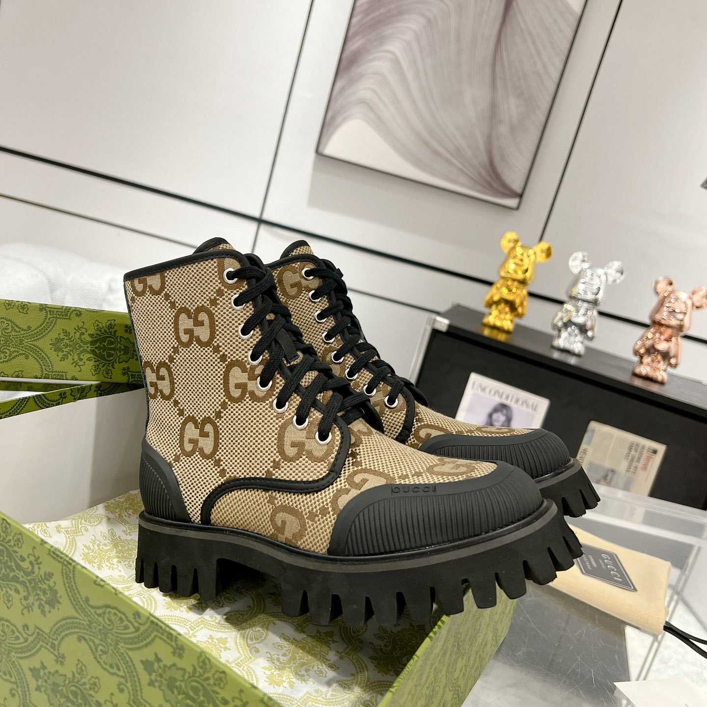 Gucci Original GG Canvas Boots  - DesignerGu