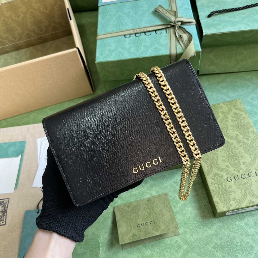 Gucci Chain Wallet With Gucci Script (12.5x 20x 4cm) - DesignerGu