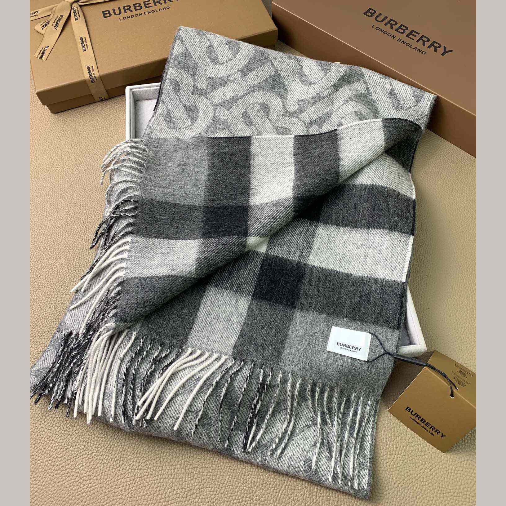 Burberry Check Cashmere Reversible Scarf - DesignerGu