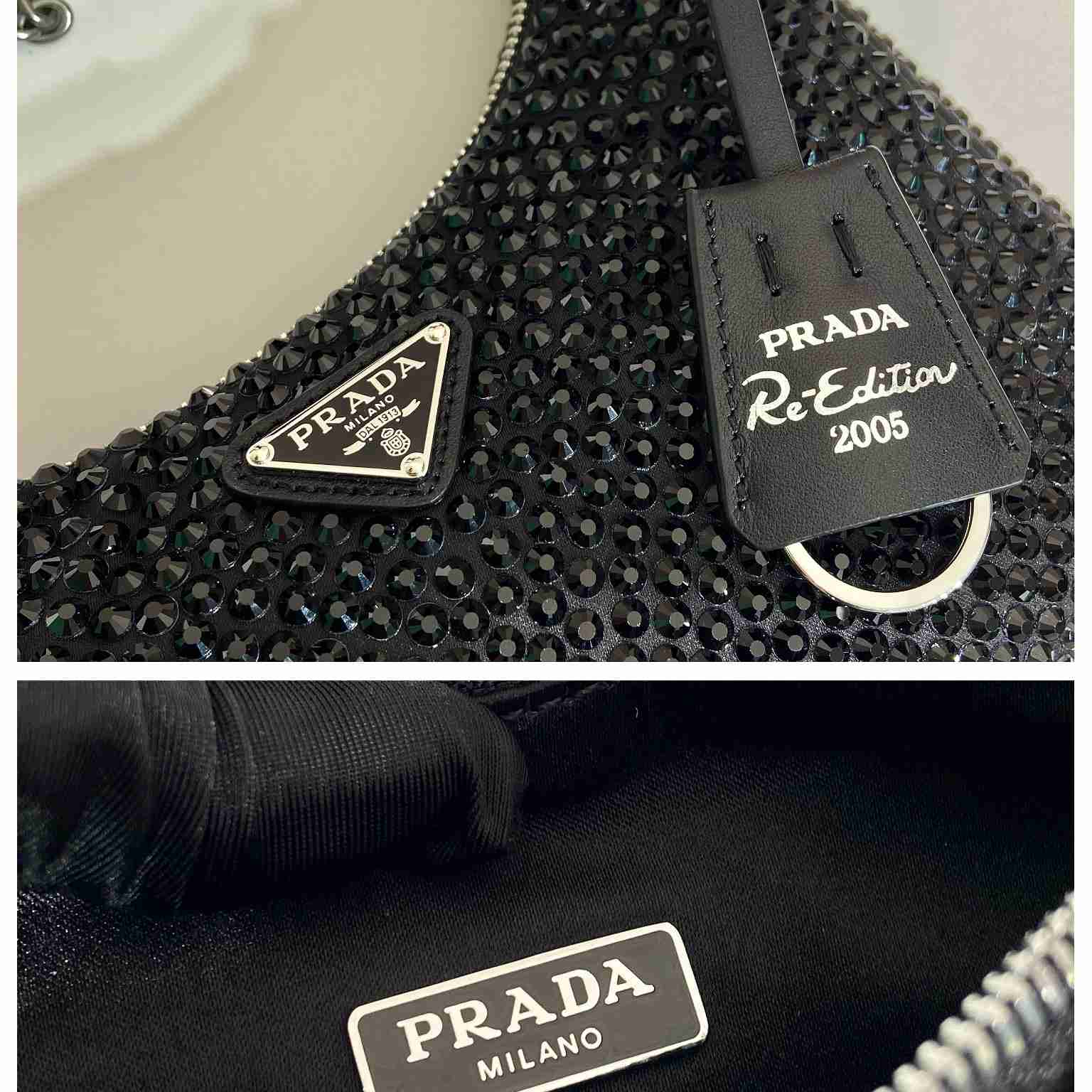 Prada Re-Edition 2005 Satin Bag With Crystals - DesignerGu