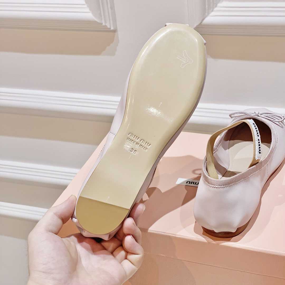 Miu Miu Satin Bow Ballerina Flats - DesignerGu