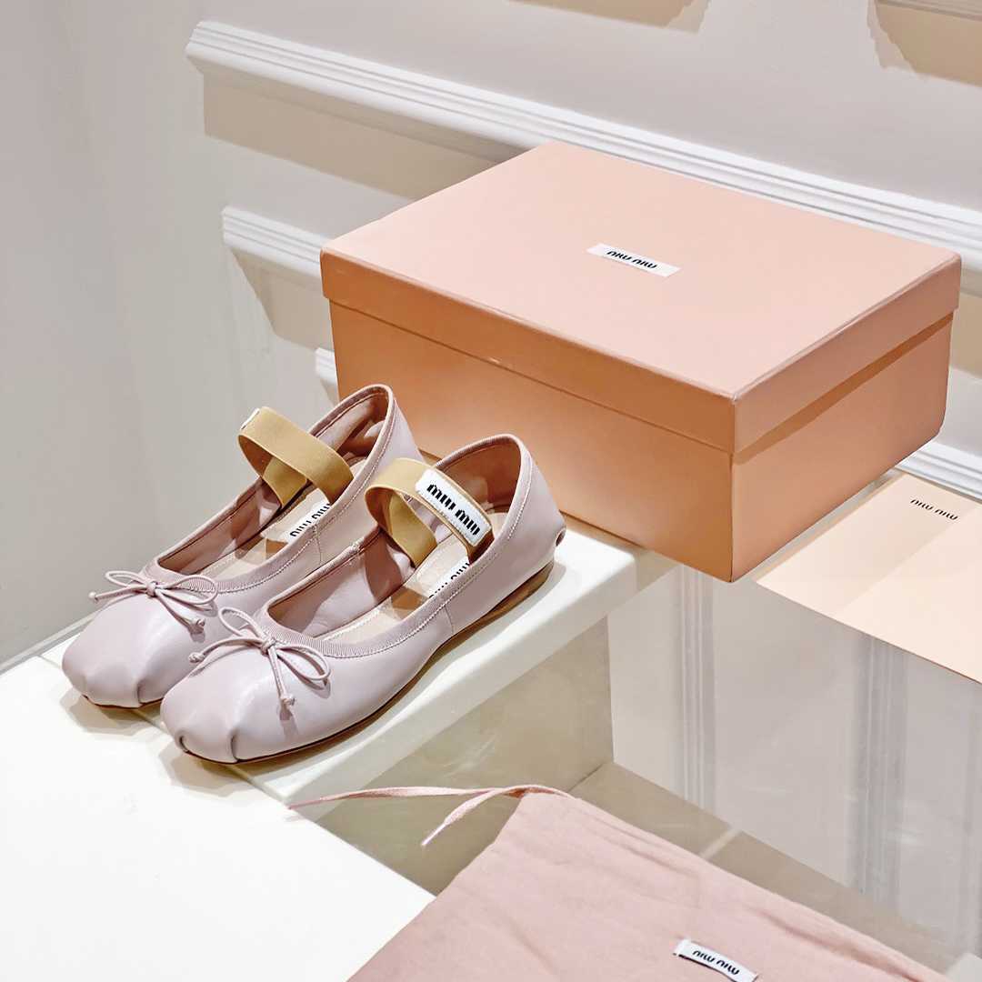 Miu Miu Satin Bow Ballerina Flats - DesignerGu