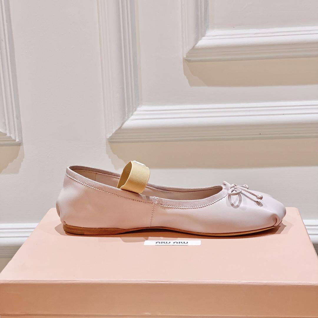 Miu Miu Satin Bow Ballerina Flats - DesignerGu