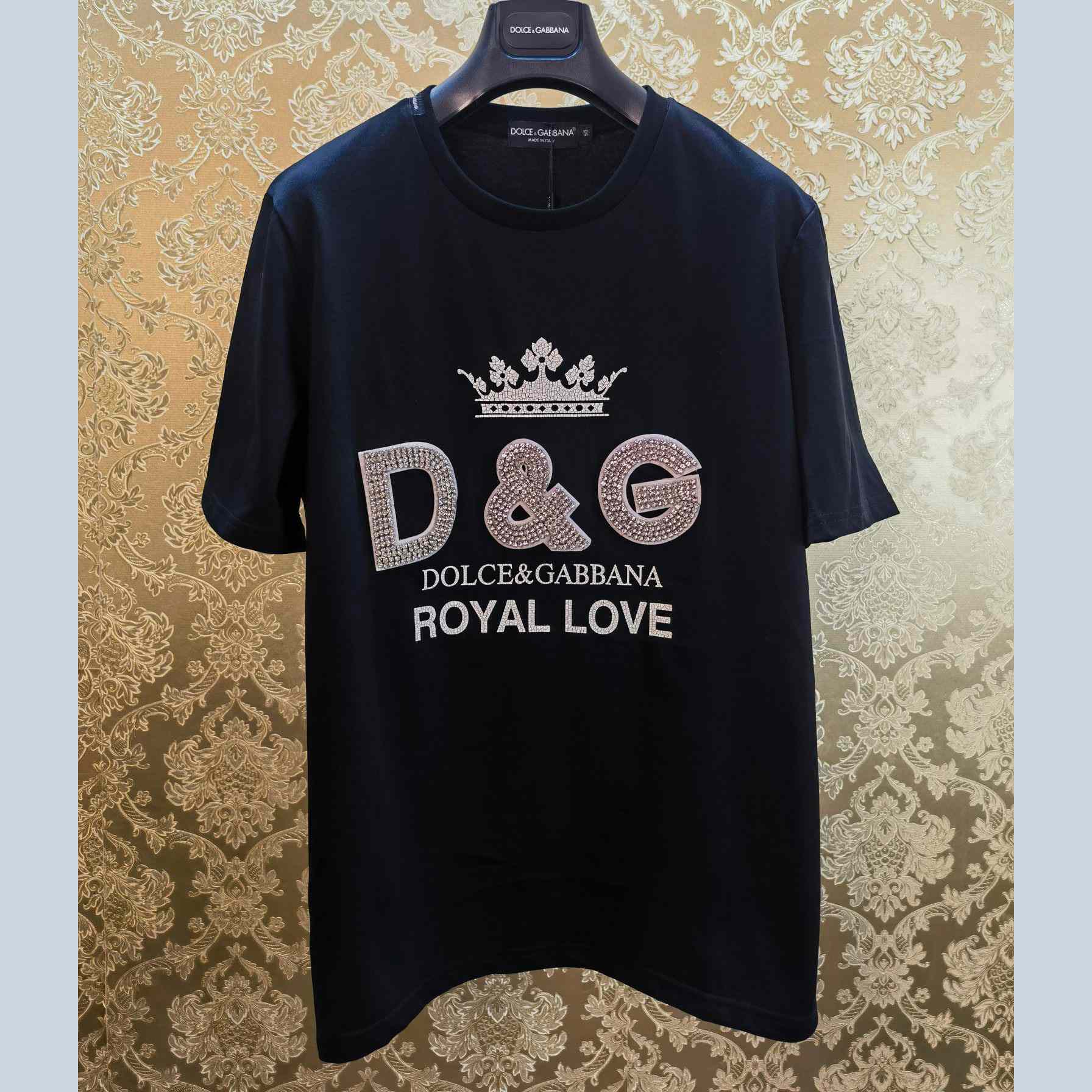 Dolce & Gabbana Black DG Royal Love Crystal Pullover T-shirt - DesignerGu