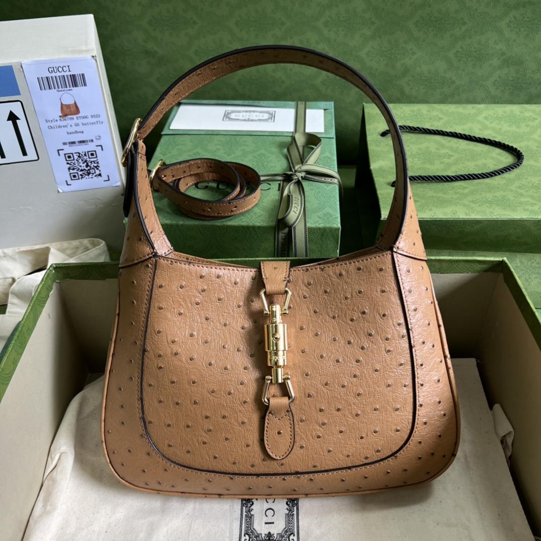 Gucci Jackie 1961 Ostrich Small Shoulder Bag(27.5*19*4cm) - DesignerGu