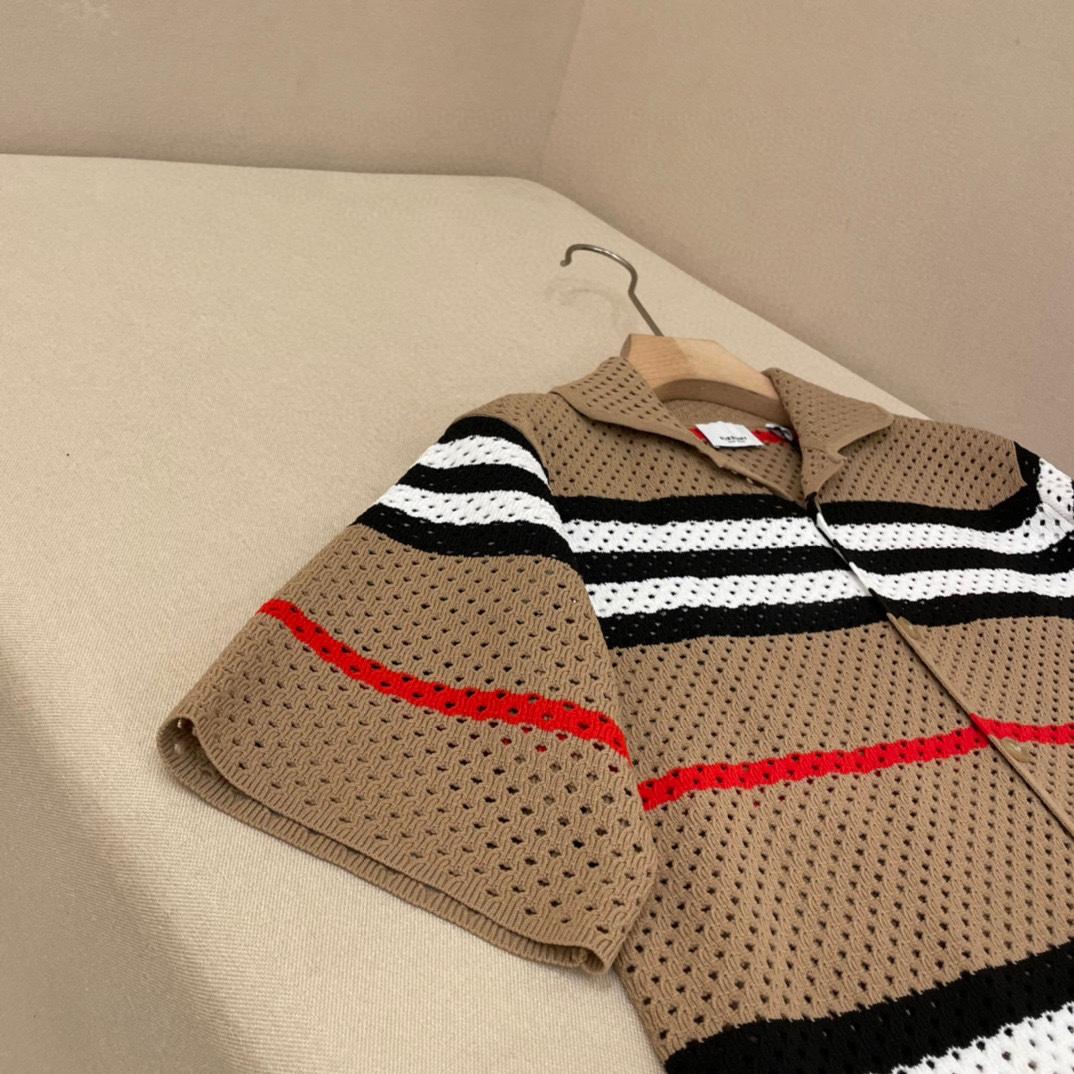 Burberry Icon Stripe Pointelle Knit Shirt - DesignerGu